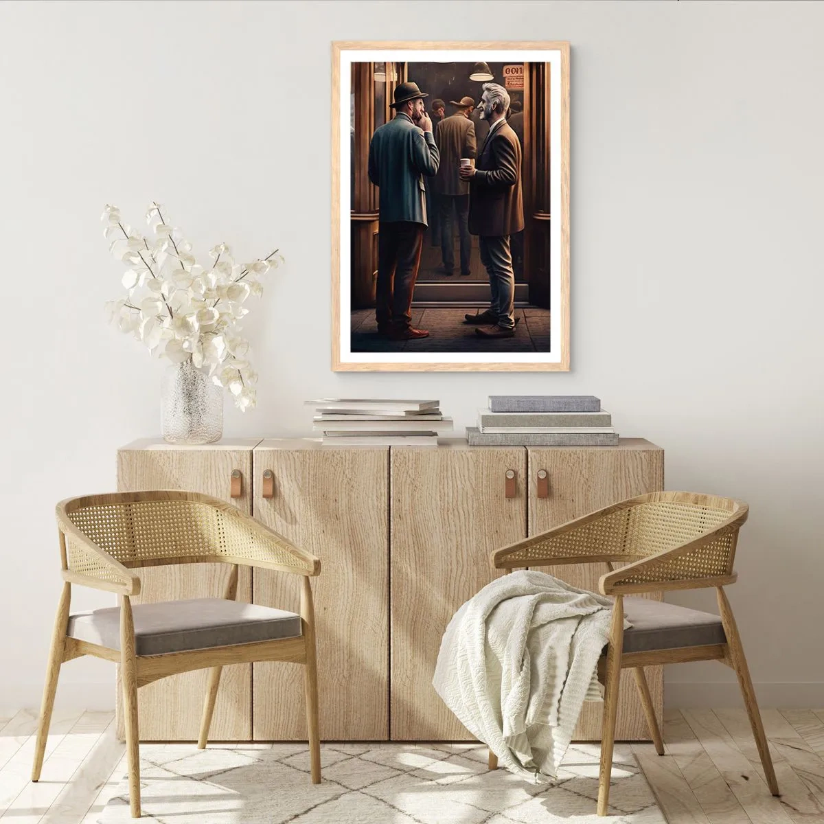 Poster in einem Rahmen aus heller Eiche - Gute Zeit des Tages - 70x100 cm