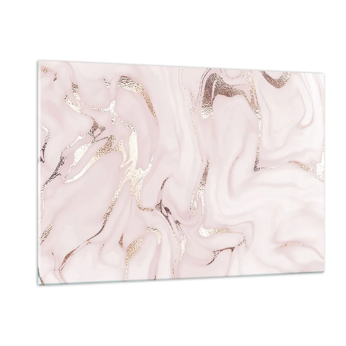 Glasbild - Bild auf glas - Abstraktes Marmormuster in Roségold - 120x80cm - In einem rosa Schal - Moderne Wanddekoration für Wohnzimmer und Schlafzimmer ARTTOR