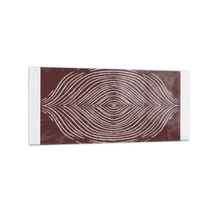 Glasbild - Bild auf glas - Symmetrische Wellen in weißen Linien auf braunem Hintergrund - 120x50cm - Der Raum spricht - Moderne Wanddekoration für Wohnzimmer und Schlafzimmer ARTTOR