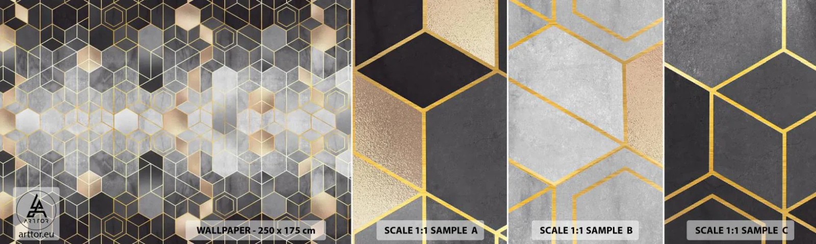 Fototapetenmuster Standard Eco - Diamant-Komposition - Abstraktion, Stück, Grafik - 100x30 cm