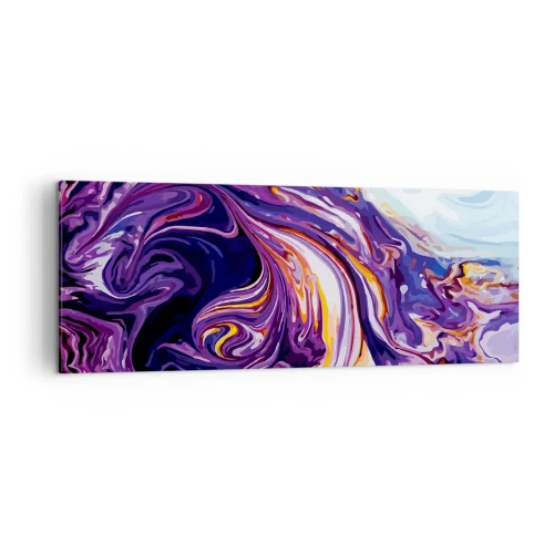Bild auf Leinwand - Leinwandbild - Ein dynamisches abstraktes Muster in Lila- und Gelbtönen. - 140x50cm - Die Falte ist lila geworden - Moderne Wanddekoration für Wohnzimmer und Schlafzimmer ARTTOR