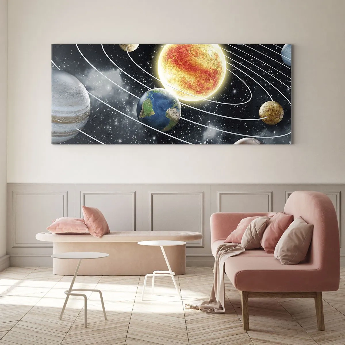 Glasbild - Bild auf glas - Kosmischer Tanz - 90x30 cm