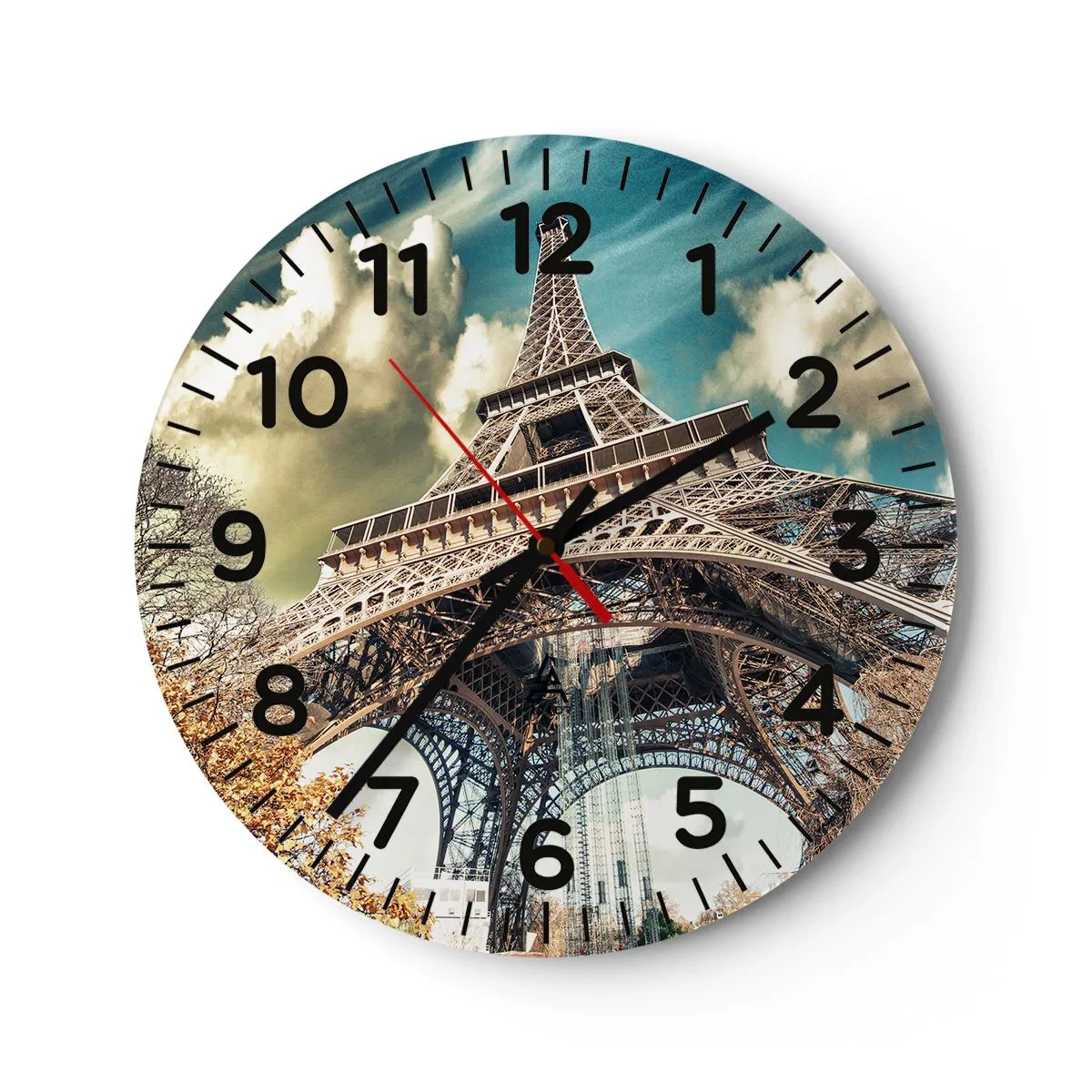 Wanduhr - Glasuhr - Und im Herbst in Paris ... - 40x40 cm