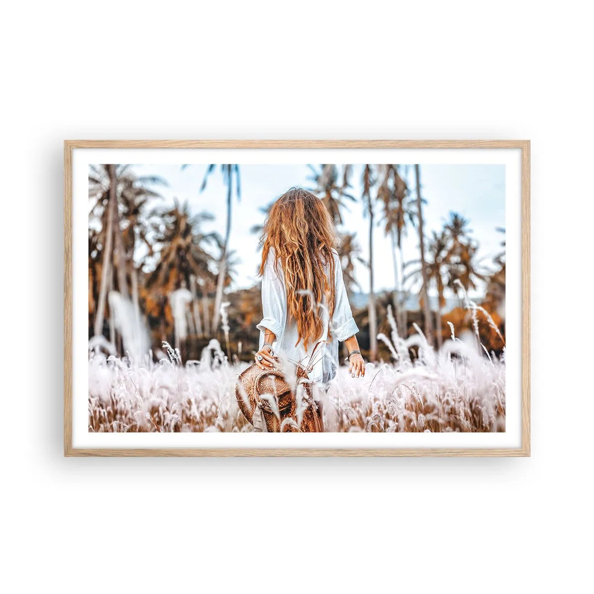 Poster in einem Rahmen aus heller Eiche - Geboren aus Grasflaum - 91x61 cm