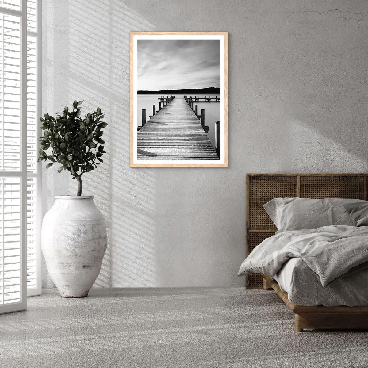 Poster in einem Rahmen aus heller Eiche - An der Wasserstelle - Ruhe - 50x70 cm