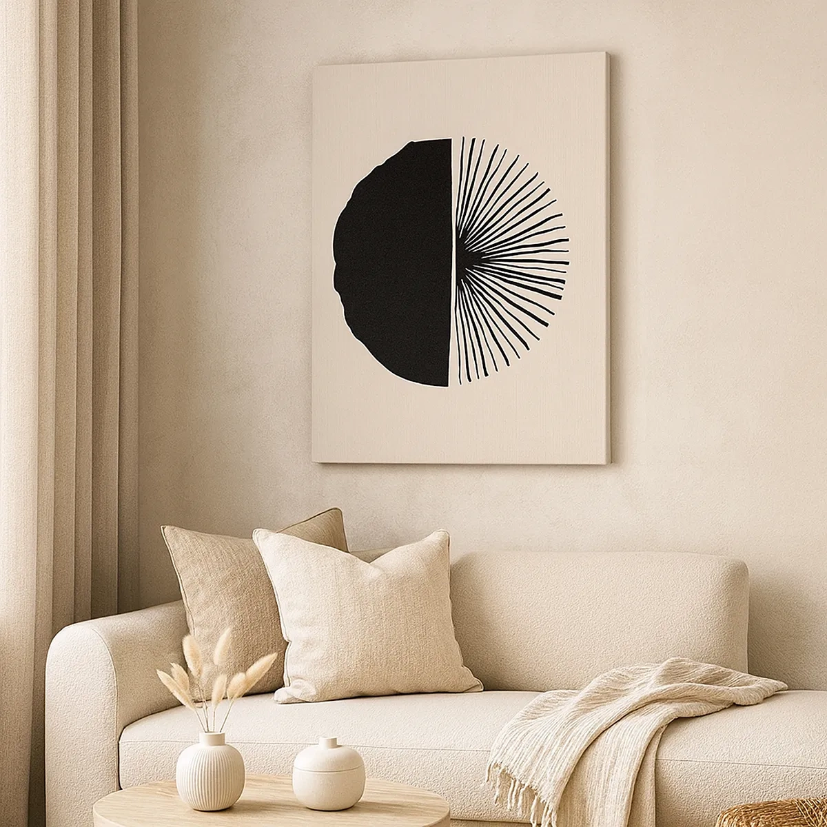 Bild auf Leinwand - Leinwandbild - Minimalistisches schwarzes Motiv auf hellem Hintergrund - 50x70cm - Eine Reihe von Möglichkeiten - Moderne Wanddekoration für Wohnzimmer und Schlafzimmer ARTTOR