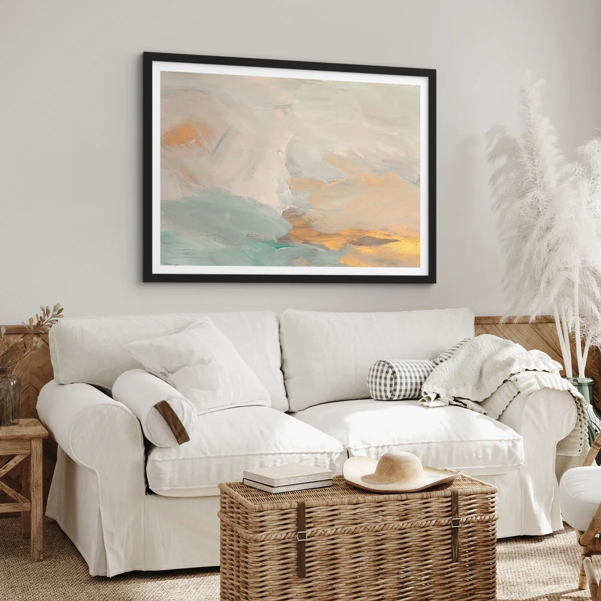 Poster in einem schwarzem Rahmen - Abstraktion – das Land der Sanftheit - 40x30 cm