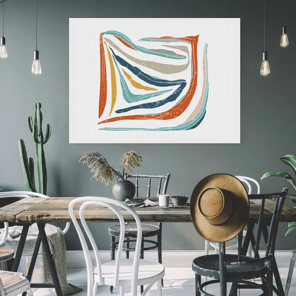 Poster - Abstraktion mit einem freundlichen Lächeln - 50x40 cm