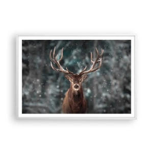 Poster in einem weißen Rahmen - Gekrönter König des Waldes - 100x70 cm