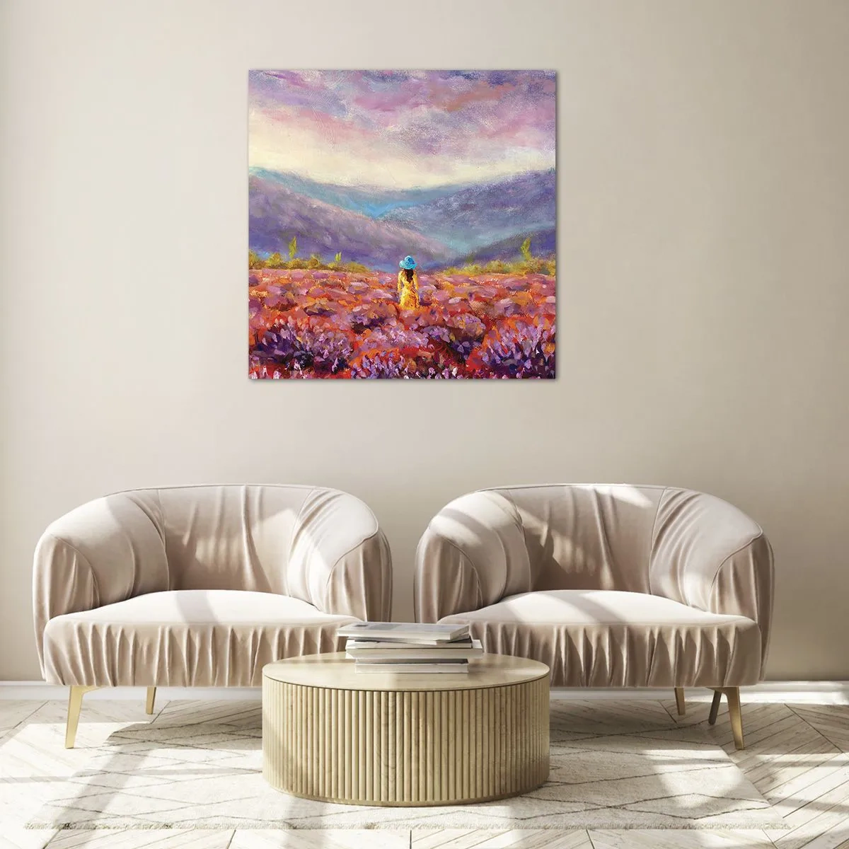 Glasbild - Bild auf glas - In einer Lavendelwelt - 50x50 cm