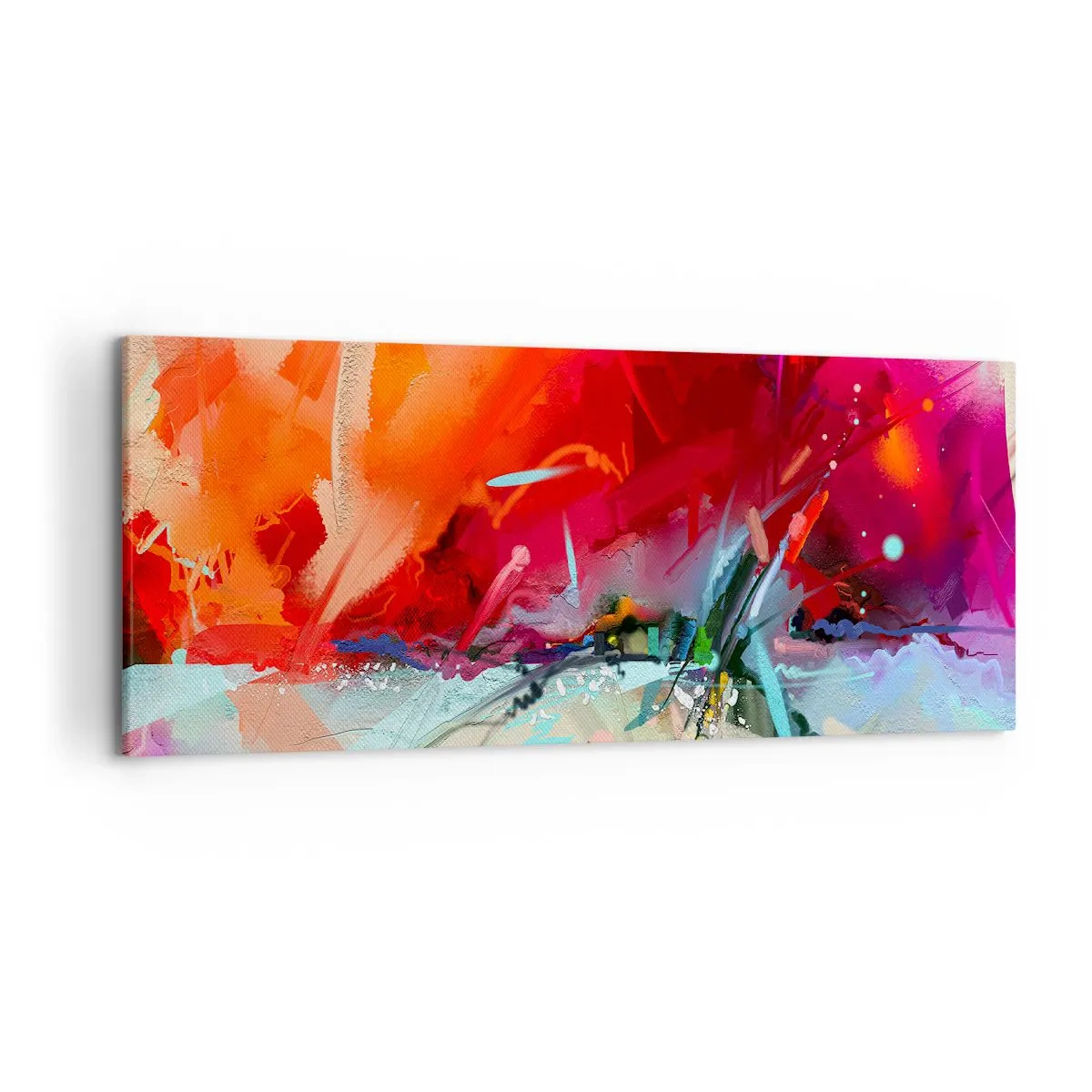 Bild auf Leinwand - Leinwandbild - Abstrakte Landschaft in intensiven Farben - 120x50cm - Eine Explosion von Lichtern und Farben - Moderne Wanddekoration für Wohnzimmer und Schlafzimmer ARTTOR