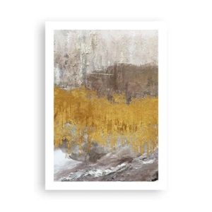 Poster - Abstrakte Textur in Gold und Beige mit Tiefenwirkung - 50x70cm - Goldene Explosion - Moderne Wanddekoration für Wohnzimmer und Schlafzimmer ARTTOR