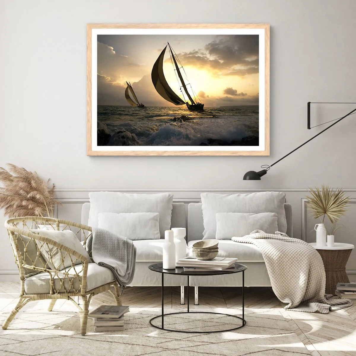 Poster in einem Rahmen aus heller Eiche - Mit dem Wind und gegen den Wind - 100x70 cm