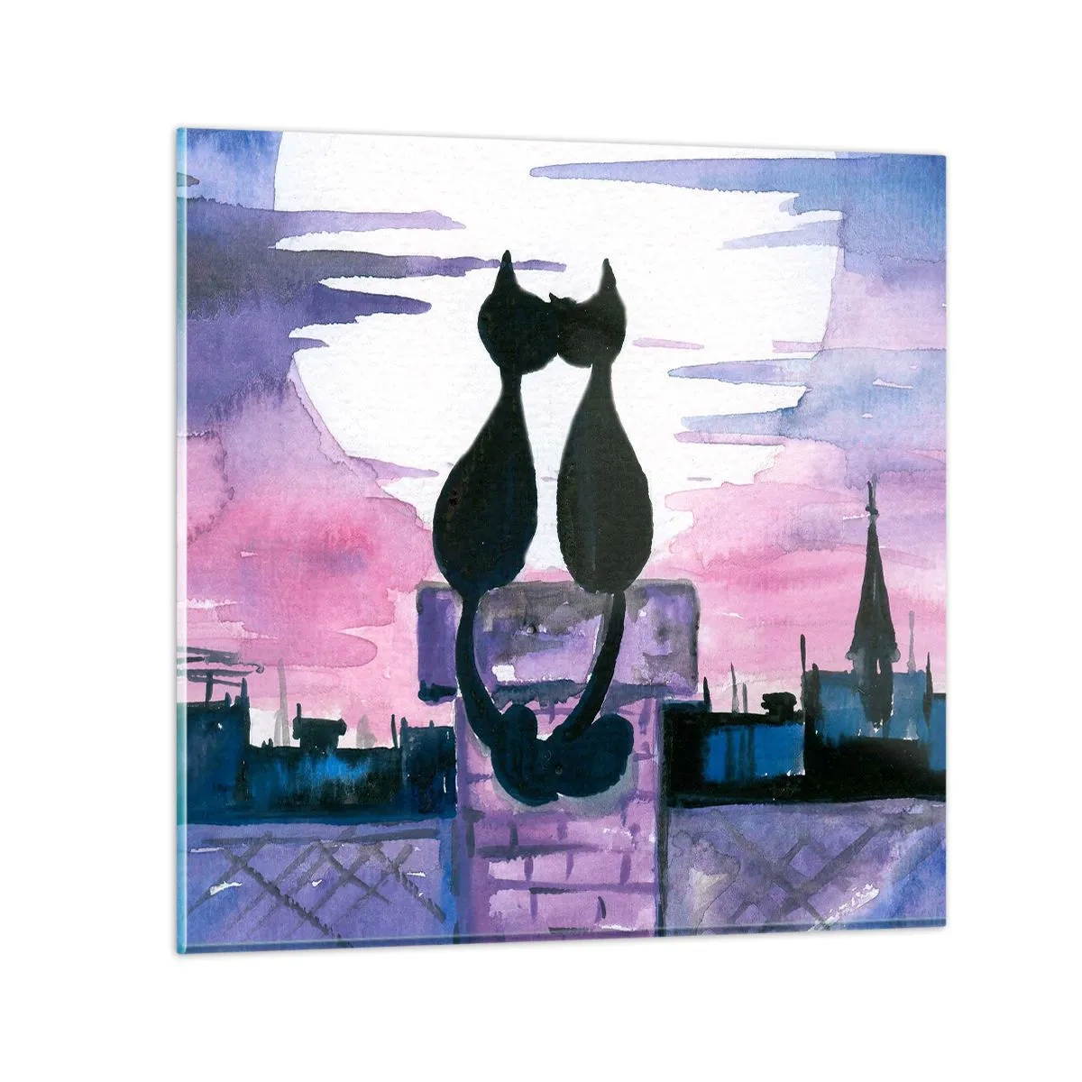 Glasbild - Bild auf glas - Rendez-vous unter dem Mond - 60x60 cm