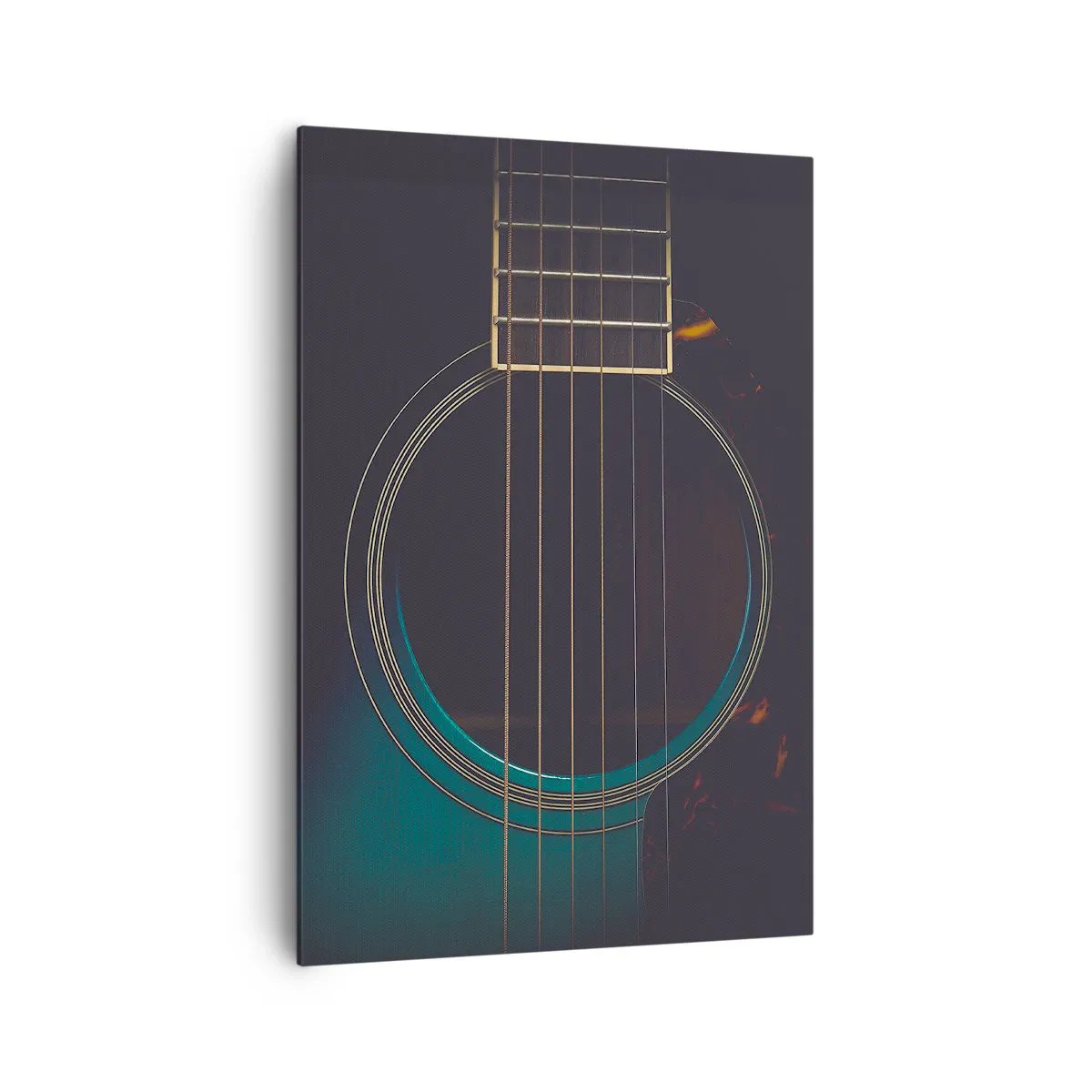 Bild auf Leinwand - Leinwandbild - Akustikgitarre in dunklem, elegantem Licht - 70x100cm - Einen Moment bevor es ertönt - Moderne Wanddekoration für Wohnzimmer und Schlafzimmer ARTTOR