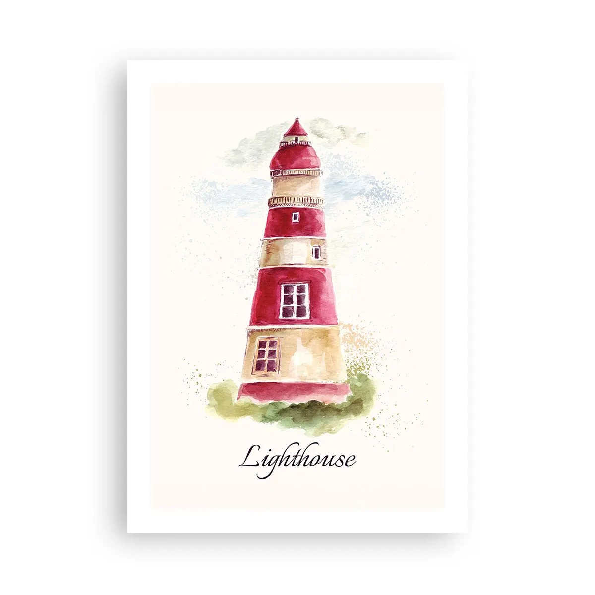 Poster - Aquarell-Illustration eines Leuchtturms auf hellem Hintergrund - 50x70cm - Das Wetter ringsum ist immer gut - Moderne Wanddekoration für Wohnzimmer und Schlafzimmer ARTTOR