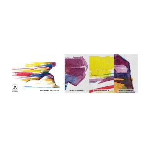 Fototapeten Muster Premium Sand - Über den Regenbogen laufen - Abstraktion, Sport, Läufer - 100x30 cm