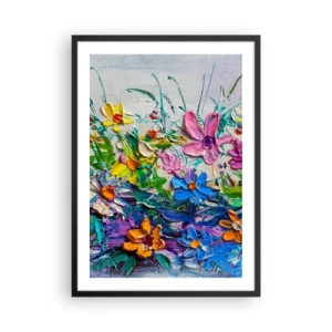 Poster in einem schwarzem Rahmen - Eine florale Komposition mit dichter Textur und lebendigen Farben - 50x70cm - Überhaupt kein Stillleben - Moderne Wanddekoration für Wohnzimmer und Schlafzimmer ARTTOR