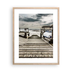 Poster in einem Rahmen aus heller Eiche - Mitternachtsstrand - 40x50 cm