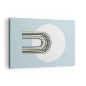 Bild auf Leinwand - Leinwandbild - Eine minimalistische Komposition mit einem Kreis und Linien auf pastellfarbenem Hintergrund. - 120x80cm - Unwiderstehliche Anziehungskraft - Moderne Wanddekoration für Wohnzimmer und Schlafzimmer ARTTOR