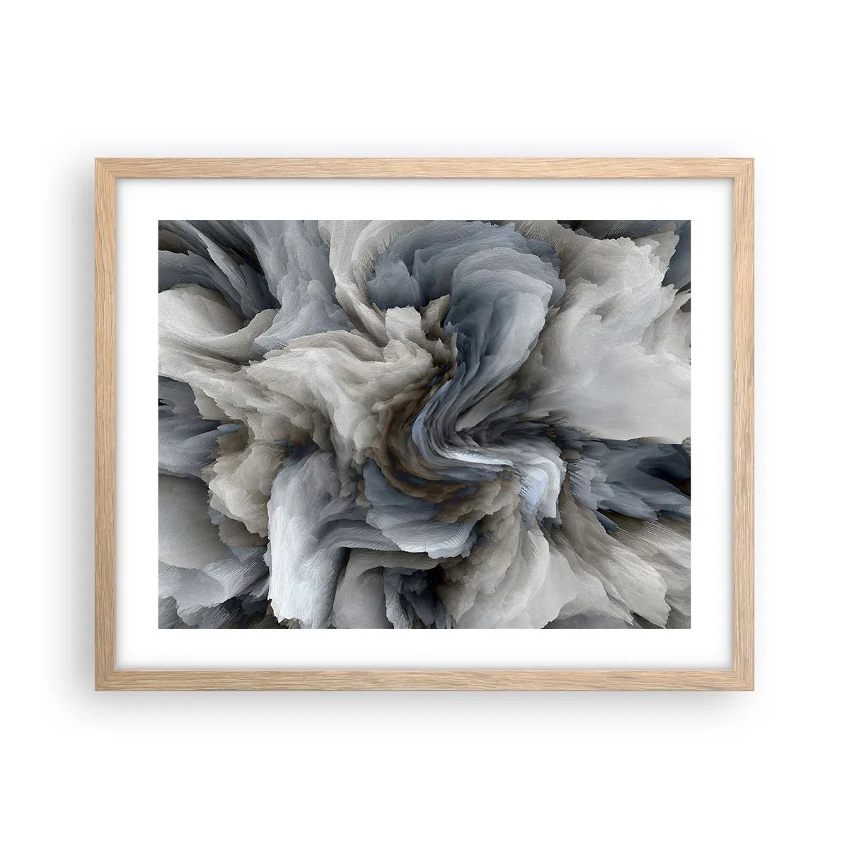 Poster in einem Rahmen aus heller Eiche - Stein und Blume - 50x40 cm