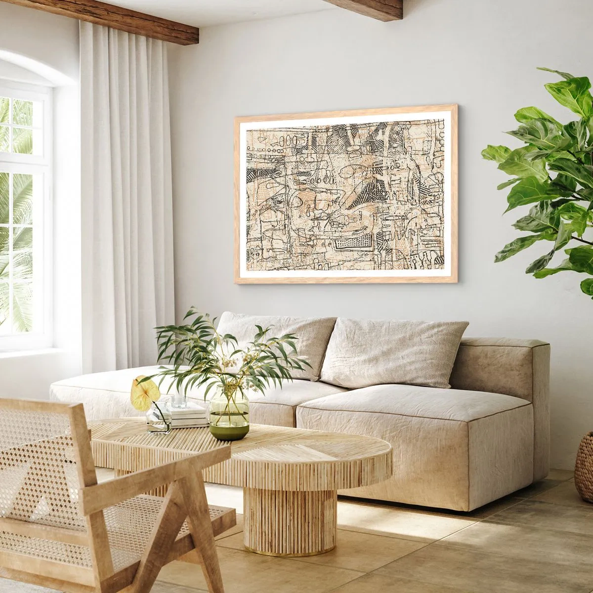 Poster in einem Rahmen aus heller Eiche - Es wartet darauf, entschlüsselt zu werden - 70x50 cm