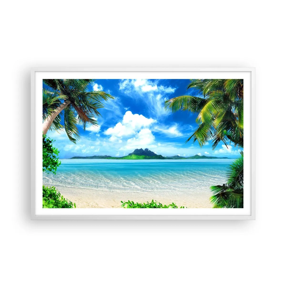 Poster in einem weißen Rahmen - Das Azurblau der Tropen - 91x61 cm