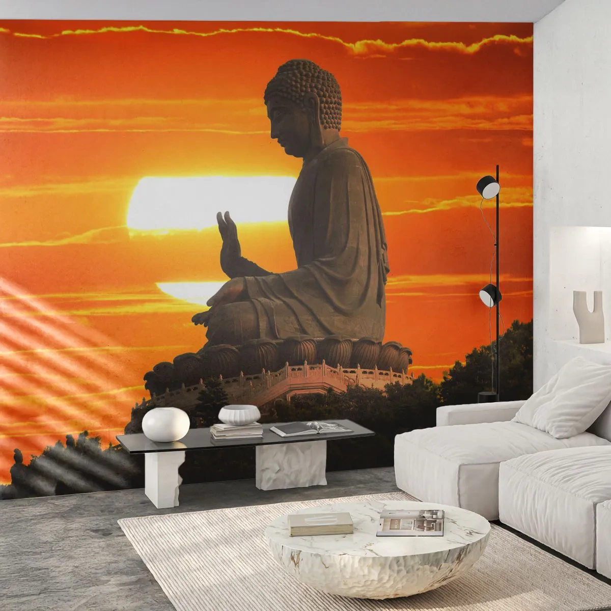 Fototapete Premium Sand - Keine Angst vor der Welt - Asien, Buddha, Kultur - 100x70 cm