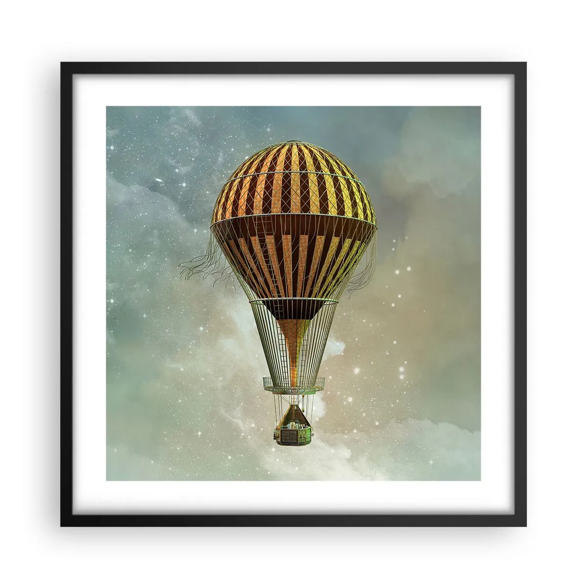 Poster in einem schwarzem Rahmen - Pionierflüge - 50x50 cm