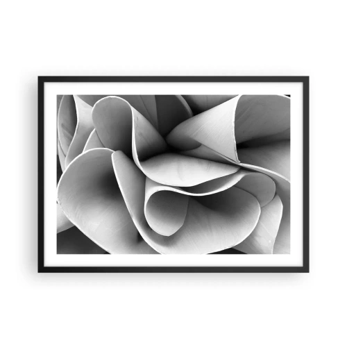 Poster in einem schwarzem Rahmen - Schwarz-weiße Details abstrakter Formen - 70x50cm - Es passiert im Weltraum - Moderne Wanddekoration für Wohnzimmer und Schlafzimmer ARTTOR