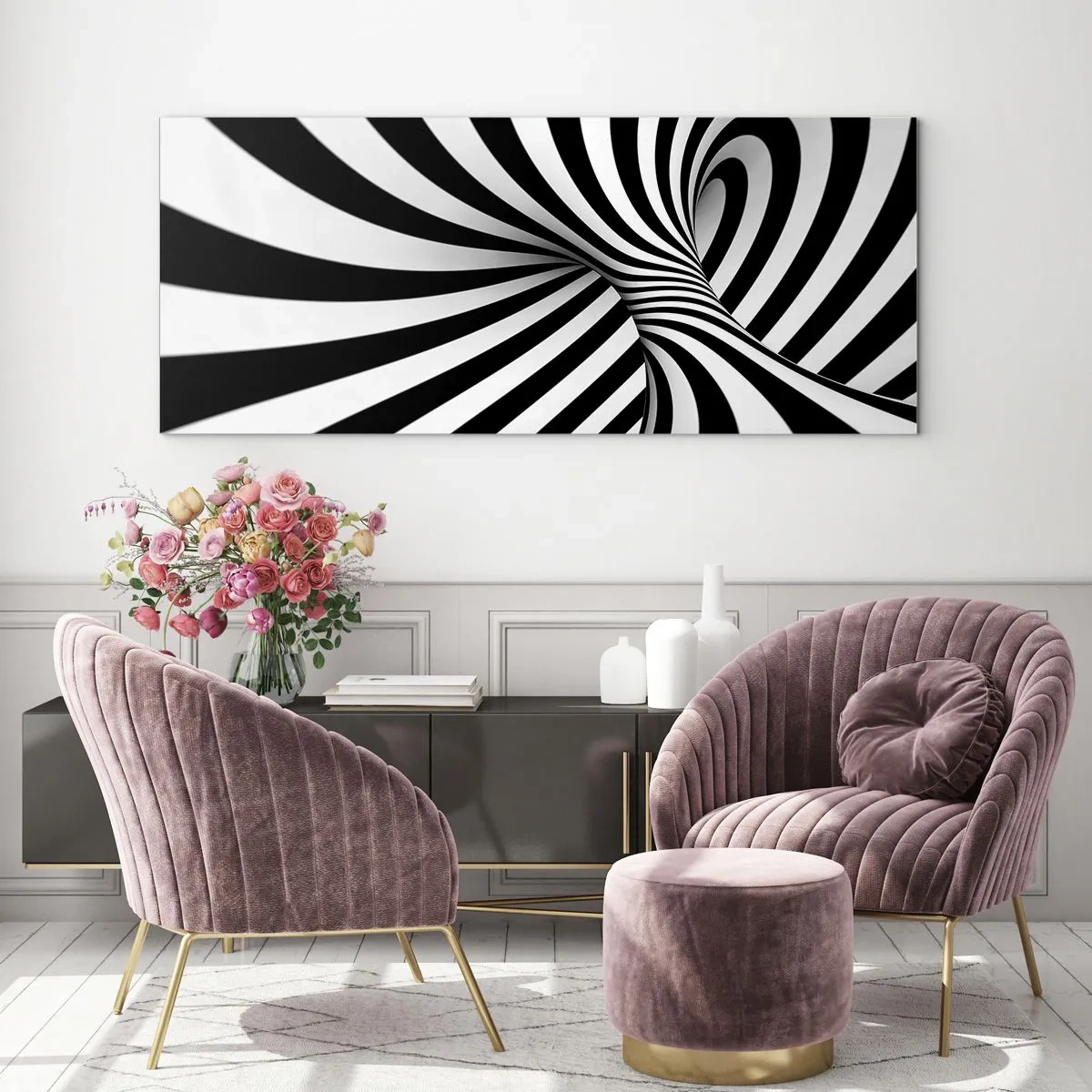 Glasbild - Bild auf glas - Komposition: Tanzraum - 100x40 cm