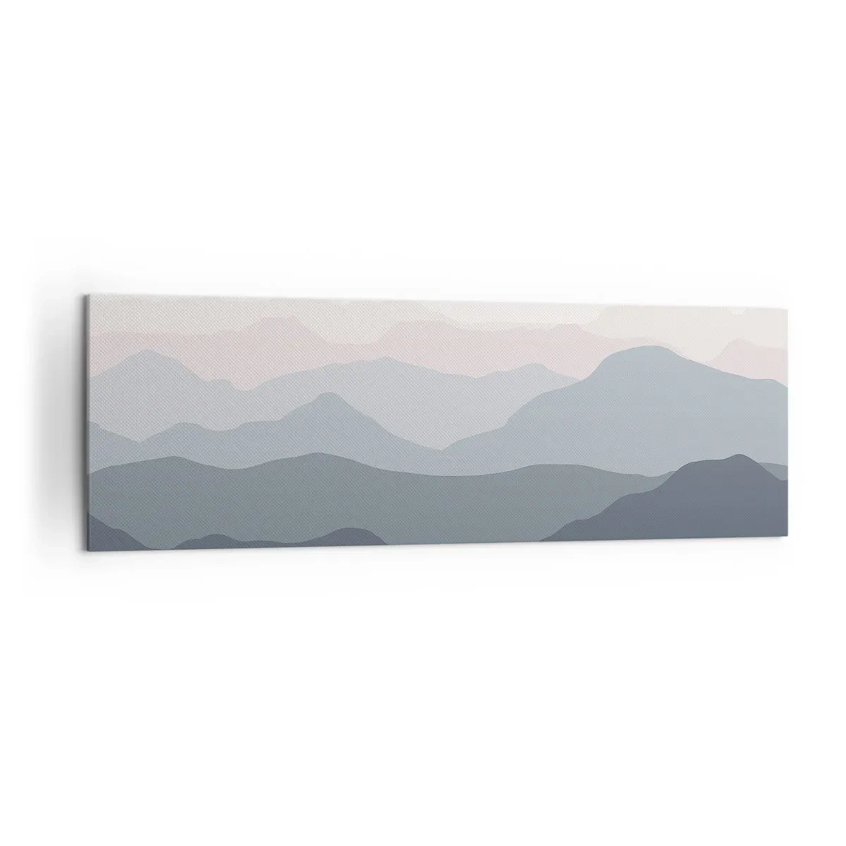 Bild auf Leinwand - Leinwandbild - Dezente Bergschichten in Grau- und Blautönen - 160x50cm - Wellen der Berge - Moderne Wanddekoration für Wohnzimmer und Schlafzimmer ARTTOR