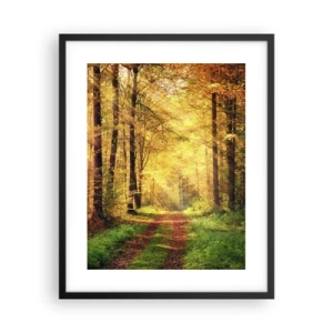 Poster in einem schwarzem Rahmen - Waldgoldene Stille - 40x50 cm