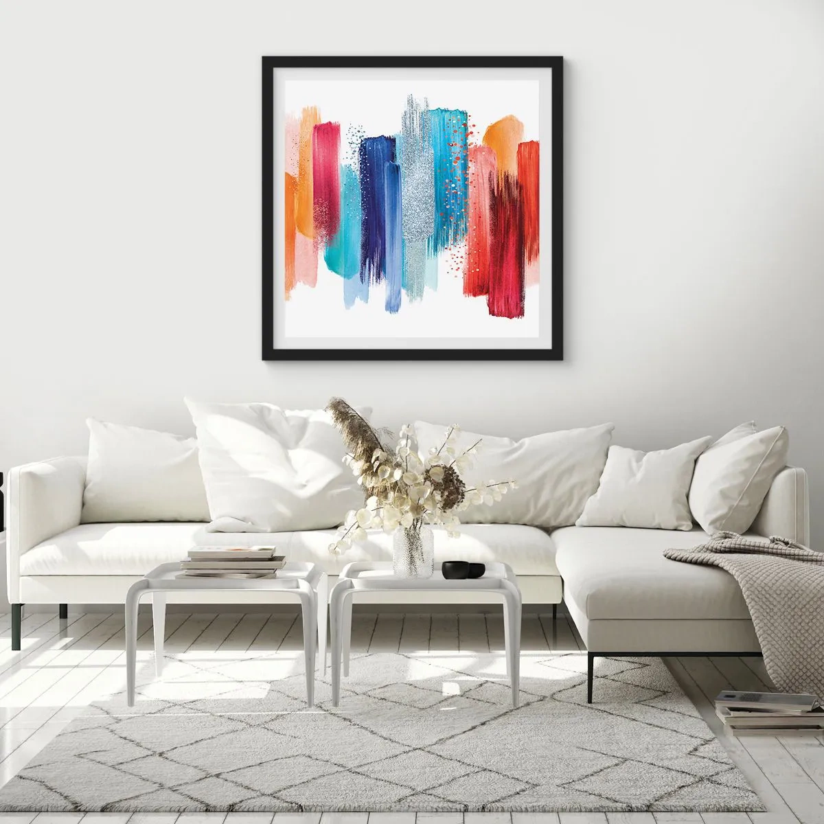 Poster in einem schwarzem Rahmen - Auf und ab - 60x60 cm