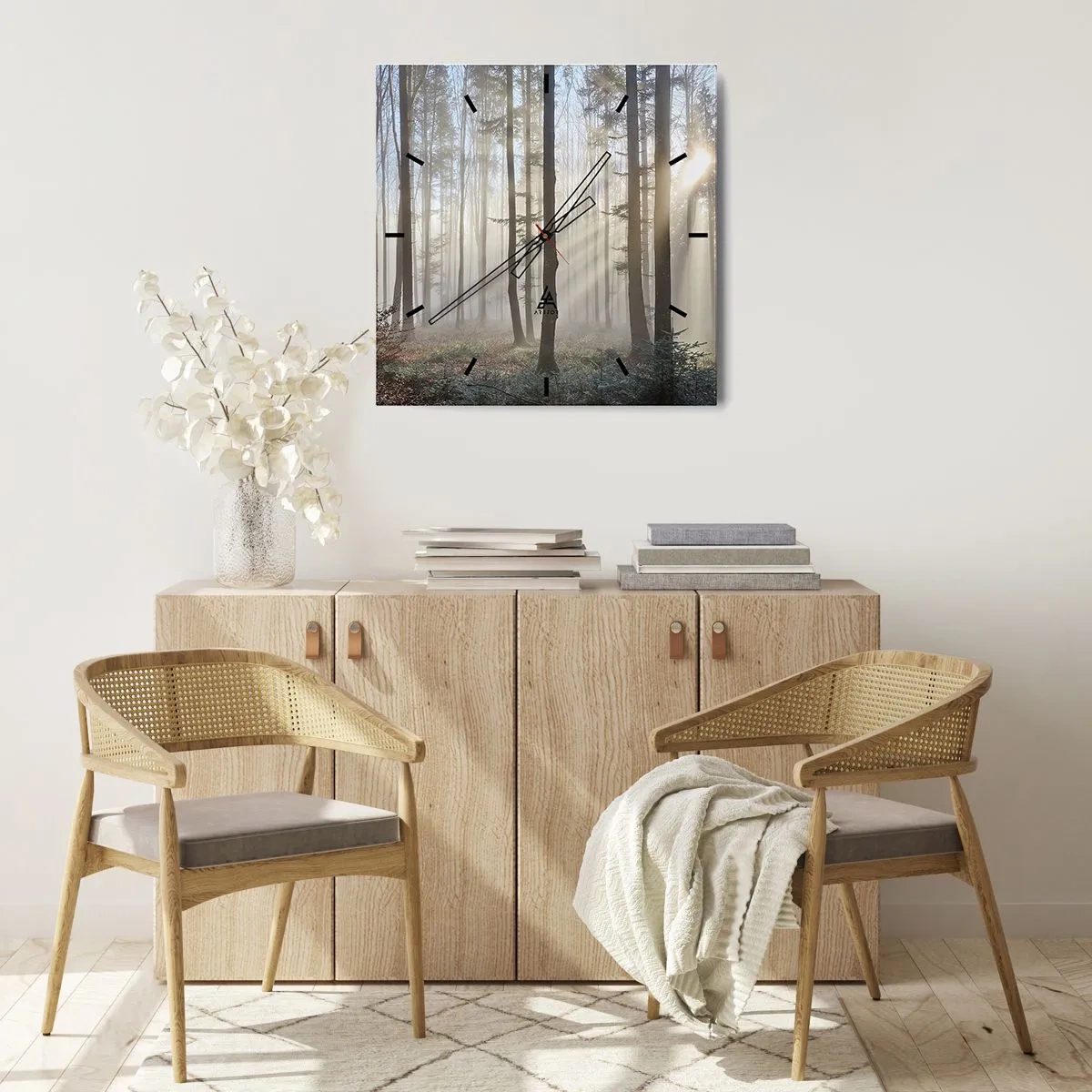 Wanduhr - Glasuhr - Der Nebel ist auch aufgewacht - 30x30 cm