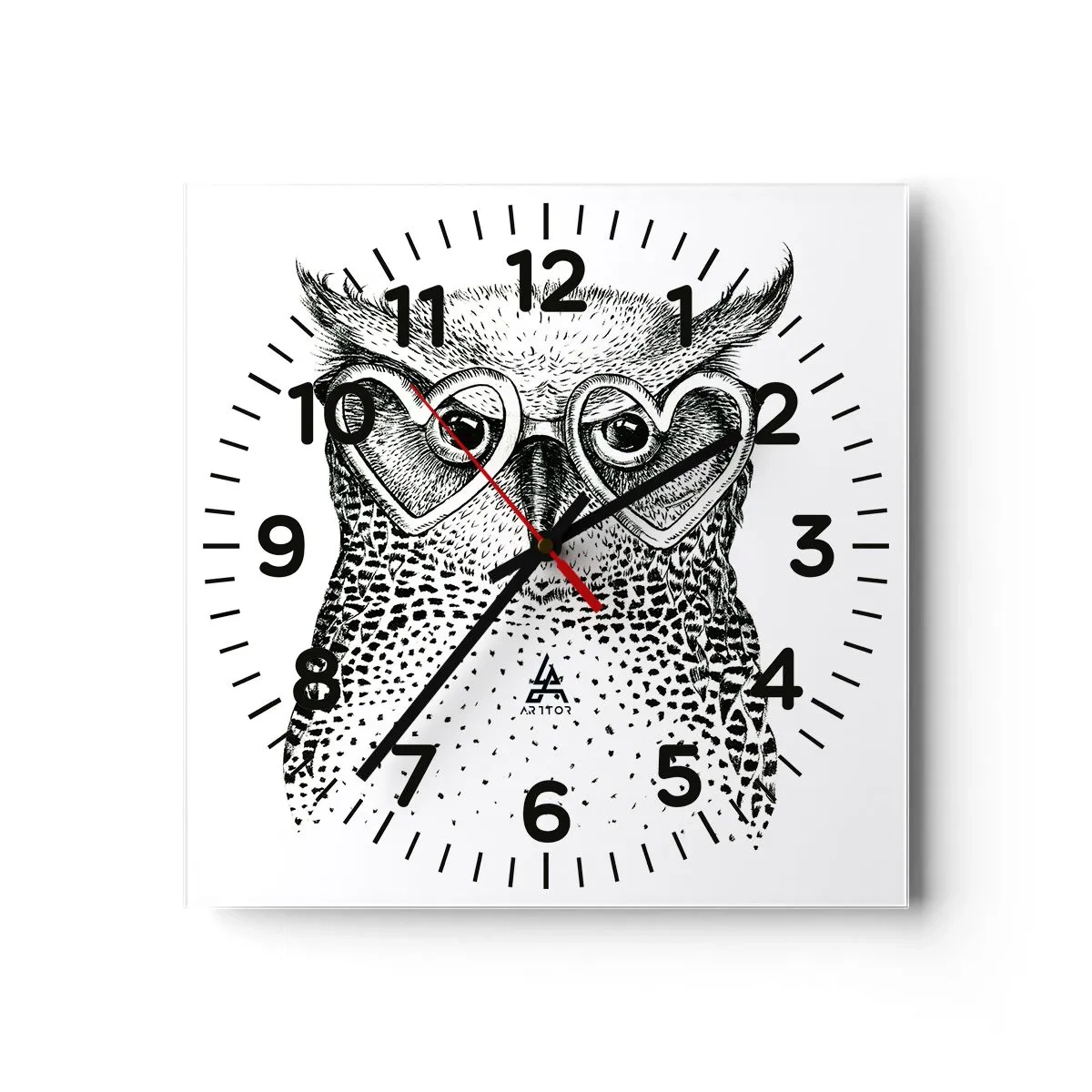 Wanduhr - Glasuhr - Klug und mit Liebe - 30x30 cm
