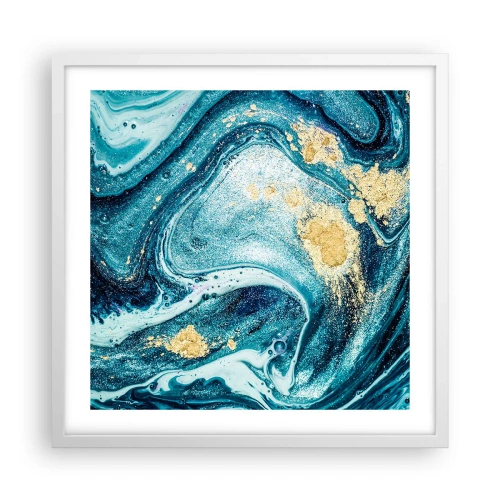 Poster in einem weißen Rahmen - Blauer Wirbel - 50x50 cm