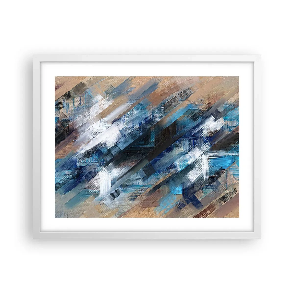 Poster in einem weißen Rahmen - Auf einer blauen Diagonale - 50x40 cm