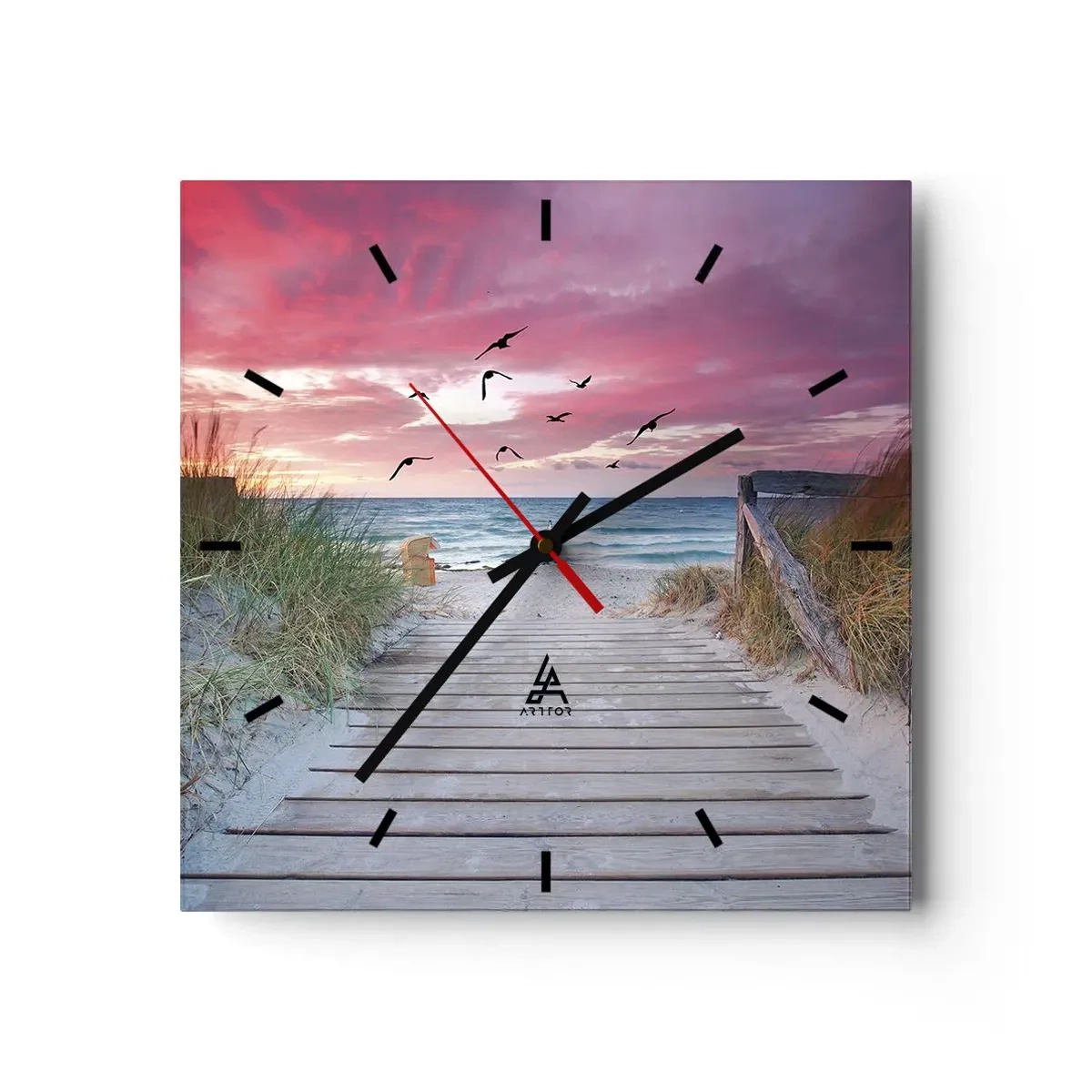 Wanduhr - Glasuhr - Baltischer Eindruck - 40x40 cm