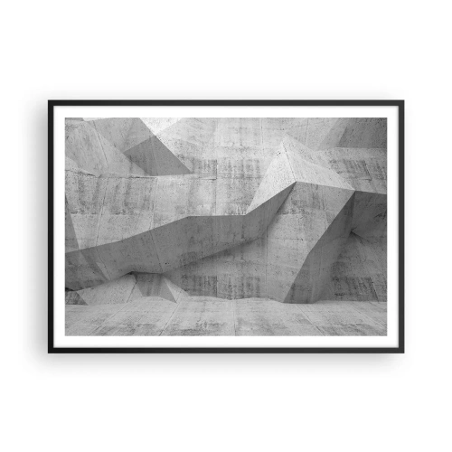 Poster in einem schwarzem Rahmen - Geometrische Betonformen in Grau - 100x70cm - Eine echte Herausforderung - Moderne Wanddekoration für Wohnzimmer und Schlafzimmer ARTTOR