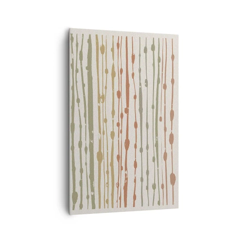 Bild auf Leinwand - Leinwandbild - Ein Linienmuster in warmen Farbtönen auf hellem Hintergrund - 80x120cm - Musikalische Notation von Farben - Moderne Wanddekoration für Wohnzimmer und Schlafzimmer ARTTOR