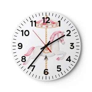 Wanduhr - Glasuhr - Er legte los - 40x40 cm