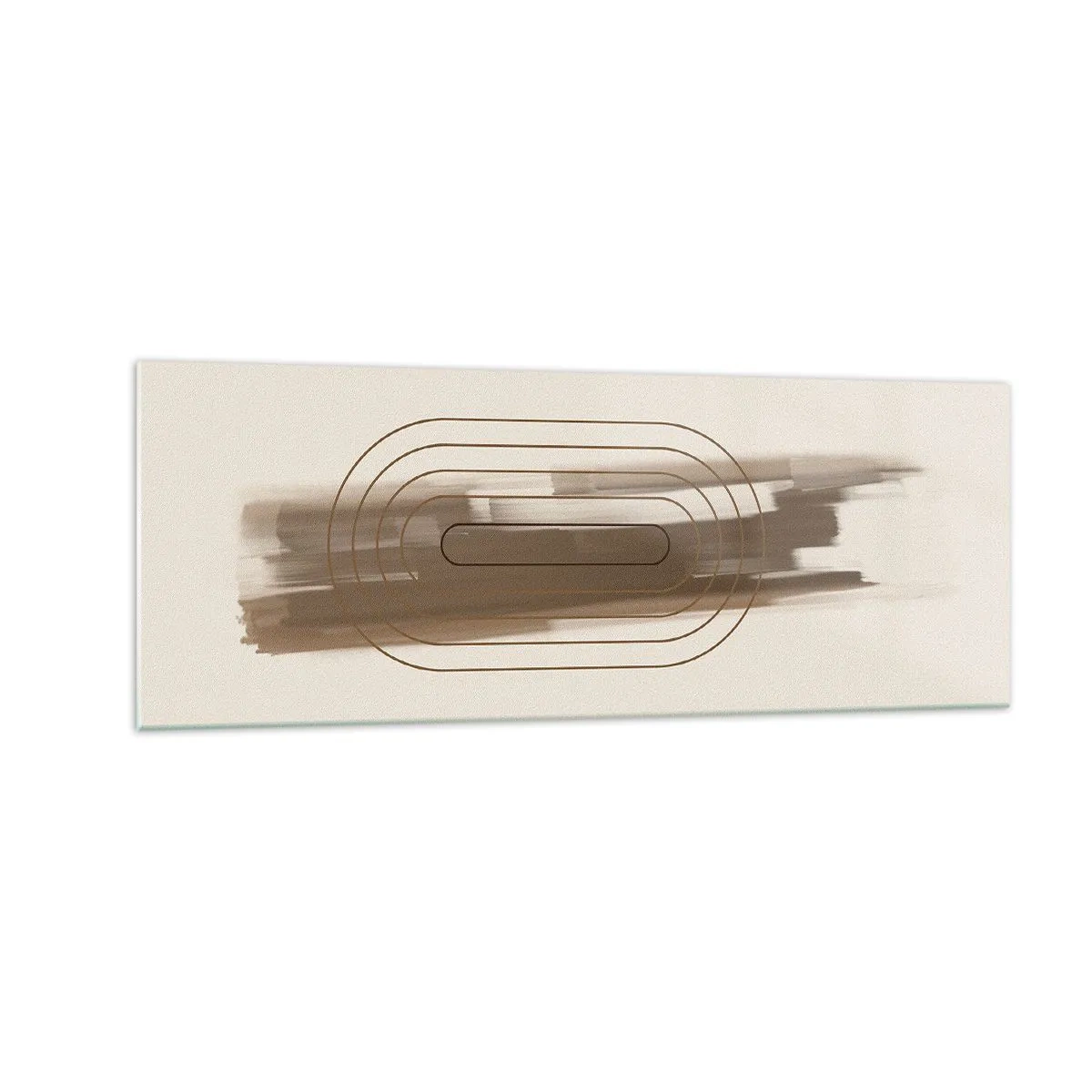 Glasbild - Bild auf glas - Eine minimalistische Komposition in Beige- und Grautönen mit geometrischem Muster - 140x50cm - Ein Hauch von Grau - Moderne Wanddekoration für Wohnzimmer und Schlafzimmer ARTTOR