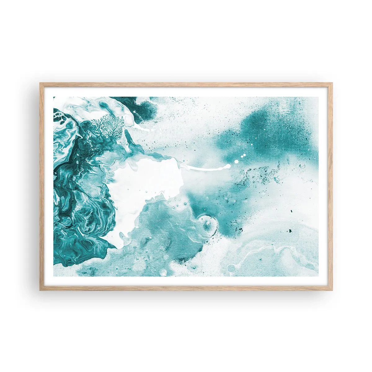 Poster in einem Rahmen aus heller Eiche - Morast von Blau - 100x70 cm