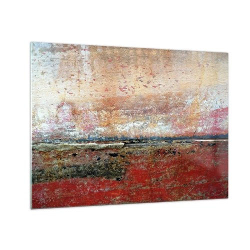 Glasbild - Bild auf glas - Abstrakte Textur in Rot- und Ockertönen - 70x50cm - Vielleicht liegt es am Meer - Moderne Wanddekoration für Wohnzimmer und Schlafzimmer ARTTOR