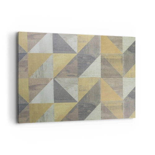 Bild auf Leinwand - Leinwandbild - Geometrische Komposition aus Dreiecken in erdigen Farbtönen - 100x70cm - Am Winkel des Dreiecks - Moderne Wanddekoration für Wohnzimmer und Schlafzimmer ARTTOR