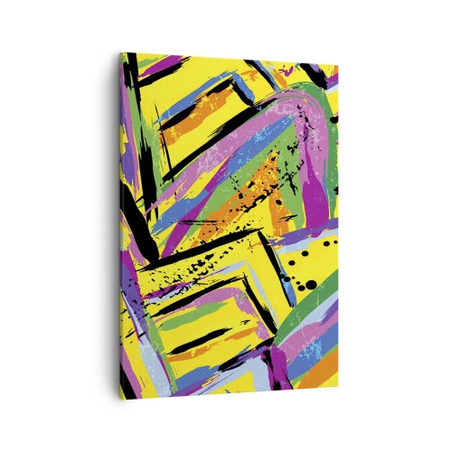 Bild auf Leinwand - Leinwandbild - Lebendige Abstraktion in leuchtenden Farben und dynamischen Formen - 50x70cm - Bis sie vor Freude schreit - Moderne Wanddekoration für Wohnzimmer und Schlafzimmer ARTTOR