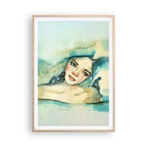 Poster in einem Rahmen aus heller Eiche - Bin ich blau? - 70x100 cm