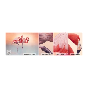 Fototapeten Muster Selbstklebend Deluxe Sticker - Die Farbe der untergehenden Sonne - Flamingos, Vögel, Natur - 100x30 cm
