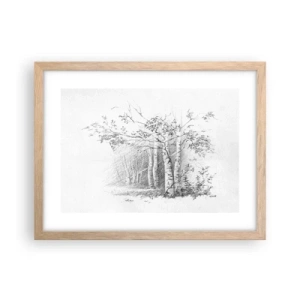 Poster in einem Rahmen aus heller Eiche - Das Licht des Birkenwaldes - 40x30 cm